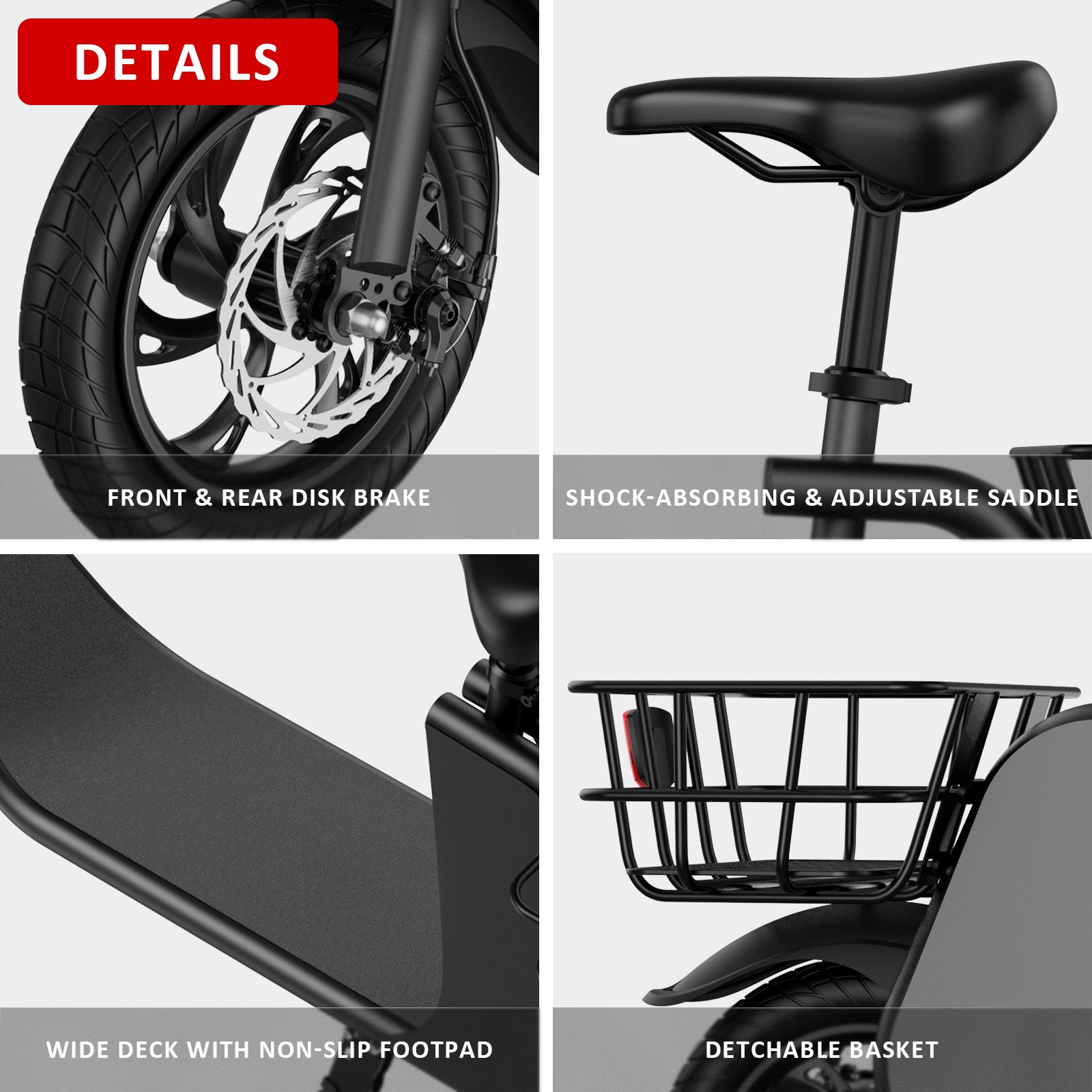 WINDHORSE Urban Cruiser Foldable Electric Scooter with Seat, 450W Brushless Motor, 20 Miles Max Range, 20 MPH Max Speed