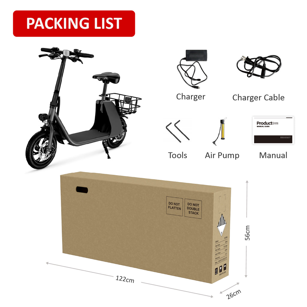 WINDHORSE Urban Cruiser Foldable Electric Scooter with Seat, 450W Brushless Motor, 20 Miles Max Range, 20 MPH Max Speed