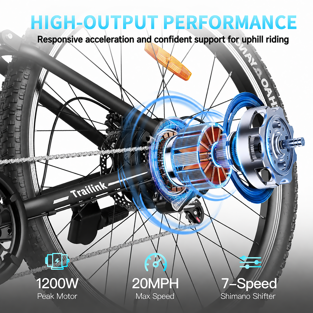 Windhorse F3 Electric Bike for Adults, 500W Motor, 20MPH, Up to 50-Mile Range, 26" Ebike, Shimano 7-Speed, Removable Battery, LCD Display