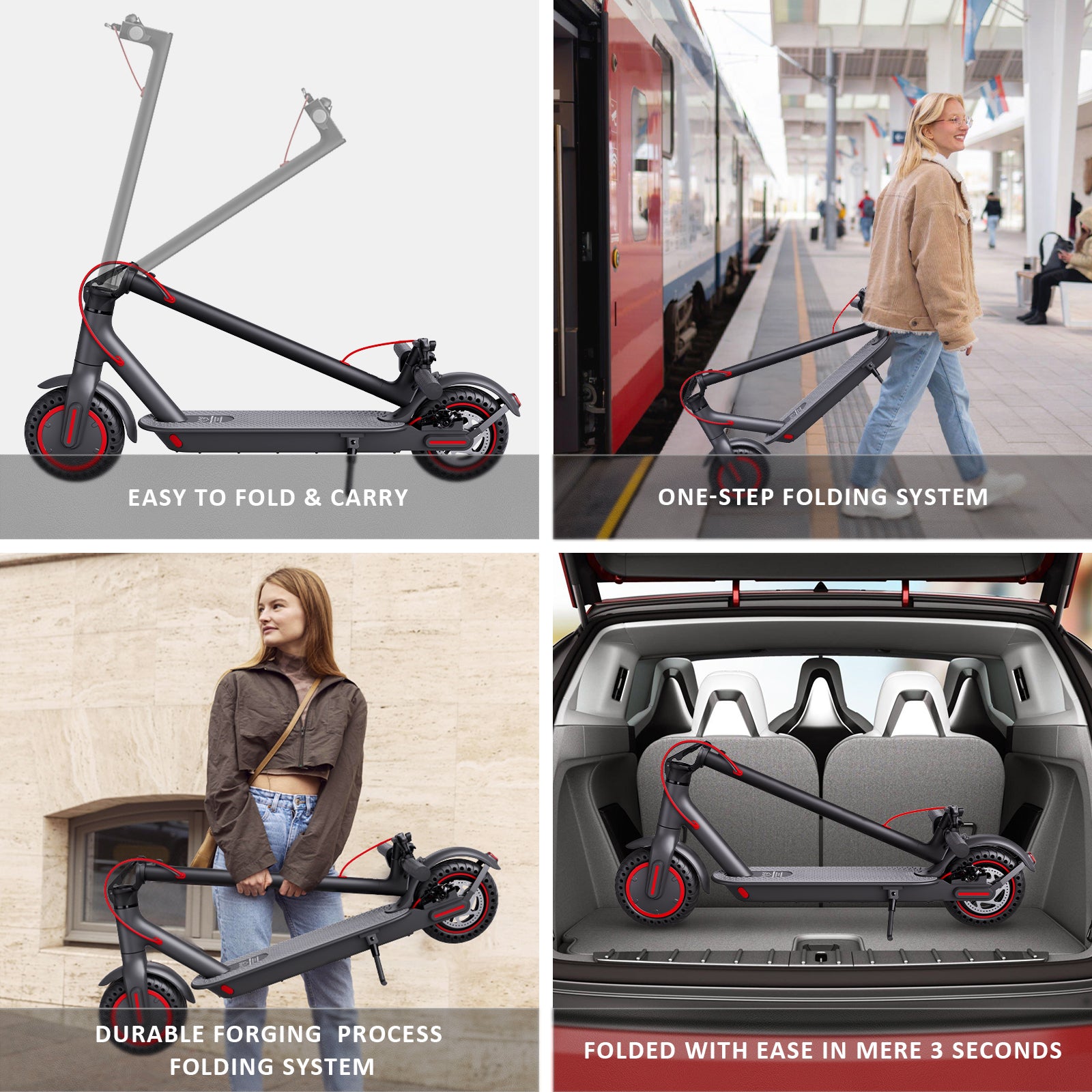 Windhorse T1 350W Brushless Motor Foldable Electric Kick Scooter - 15.5 MPH Top Speed with 8.5" Solid Tire Commuter