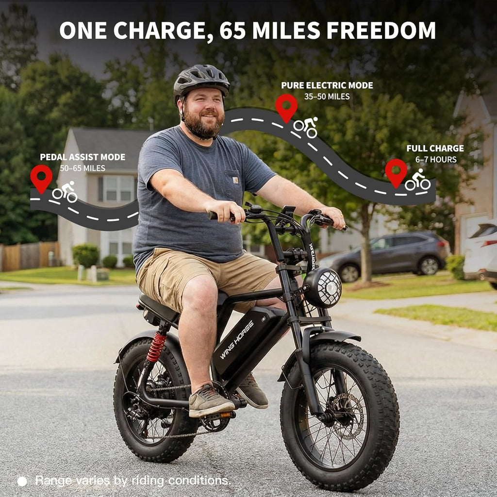 WINDHORSE V8 Electric Bike - 750W Motor - 48V 15.6Ah 748.8Wh Removable Battery - 7-speed drivetrain - Full Suspension