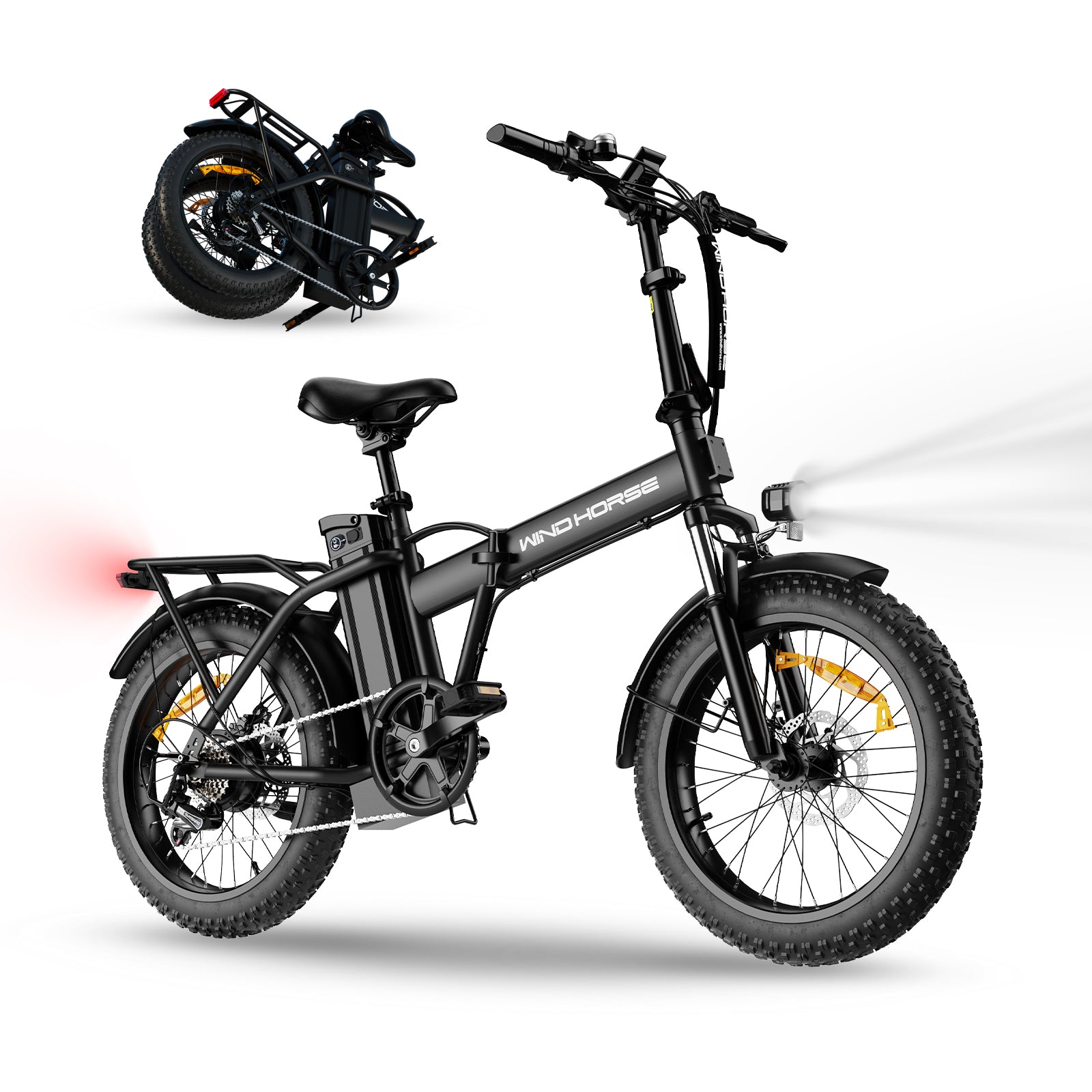 Windhorse W4A 20" Fat Tire 7-Speed Foldable Electric Bike - 720W Motor - 48V 15.6Ah Removeable Battery, 40-70 Miles - 20