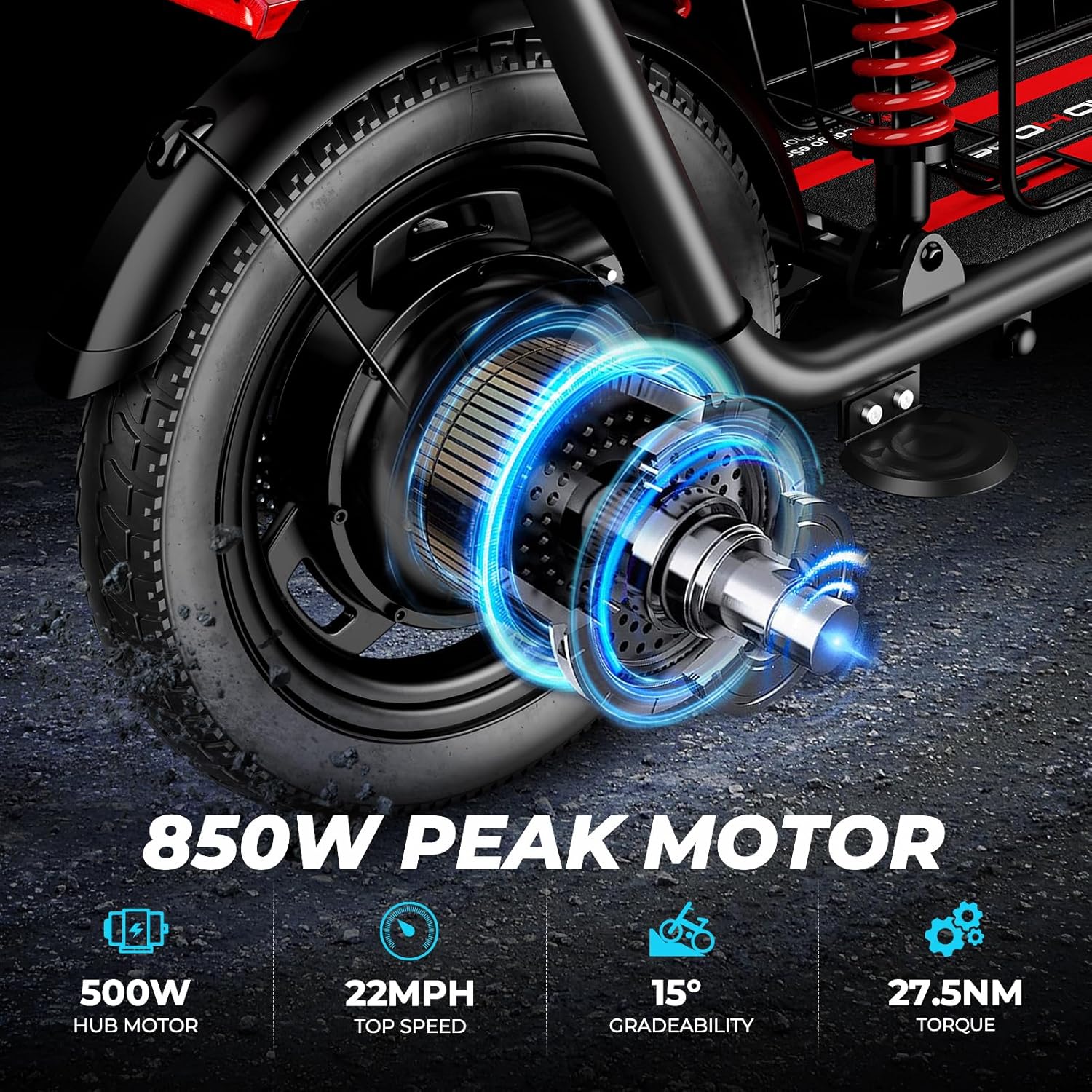 Windhorse C3 Electric Scooter 500W Electric Scooter with Seat - 20MPH & 20 Miles Max Range - Dual Suspension - Rear Passenger Seat