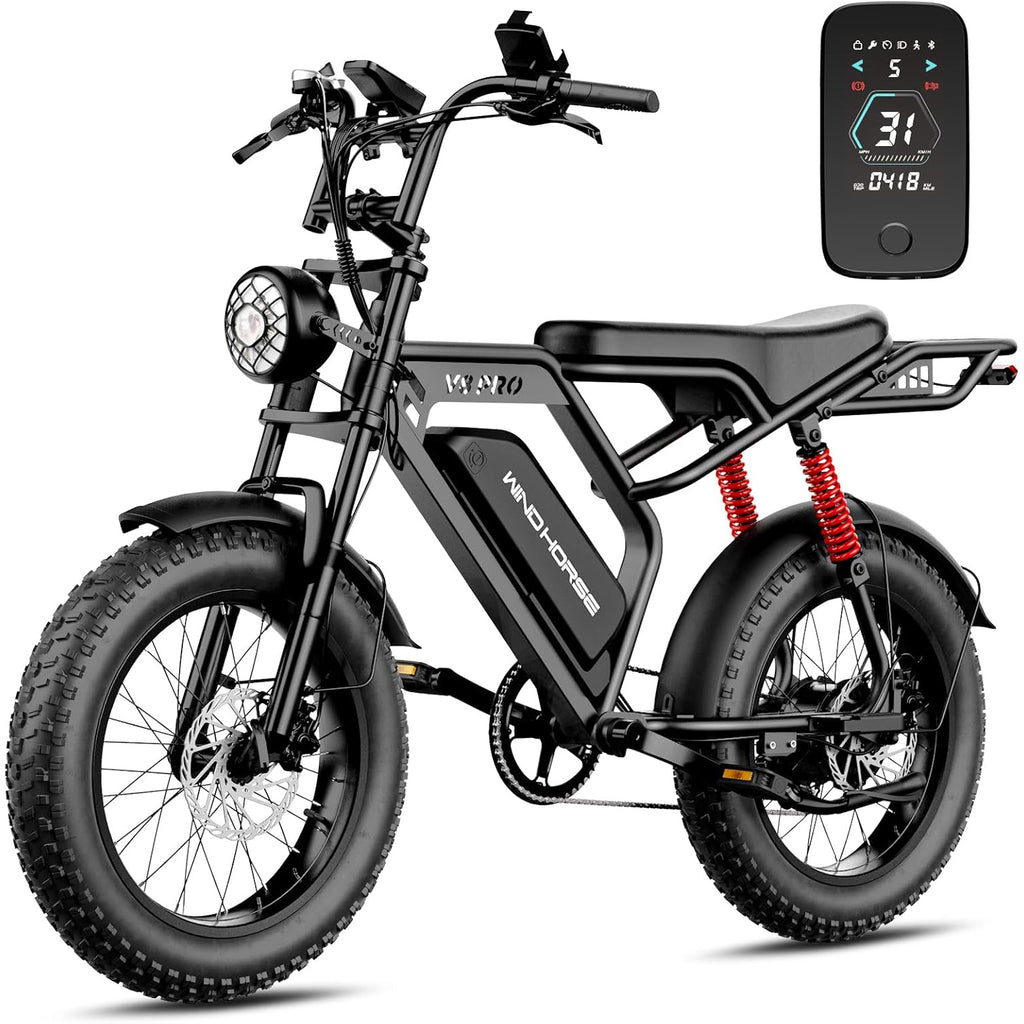 WINDHORSE V8 Pro Electric Bike - 750W Motor - 48V 15.6Ah 748.8Wh Removable Battery - 7-speed drivetrain - Full Suspension