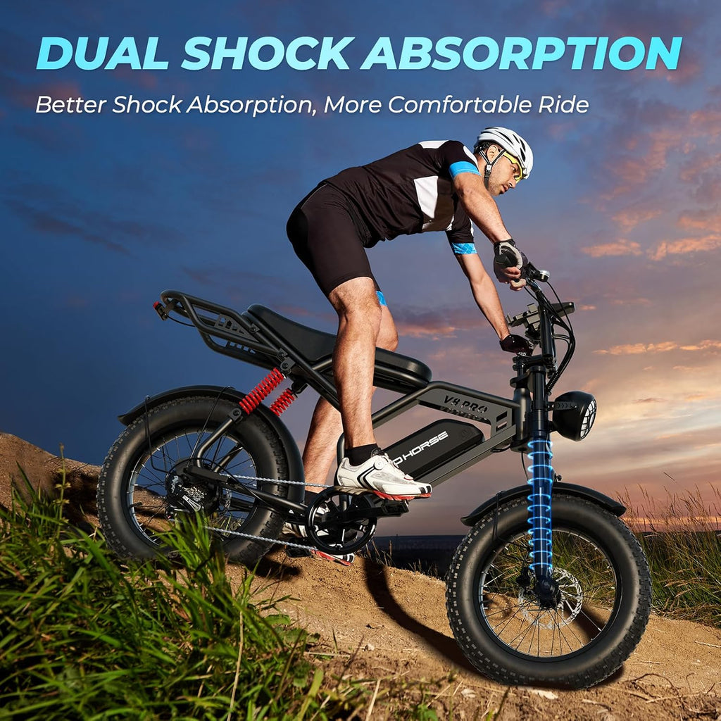 WINDHORSE V8 Pro Electric Bike - 750W Motor - 48V 15.6Ah 748.8Wh Removable Battery - 7-speed drivetrain - Full Suspension