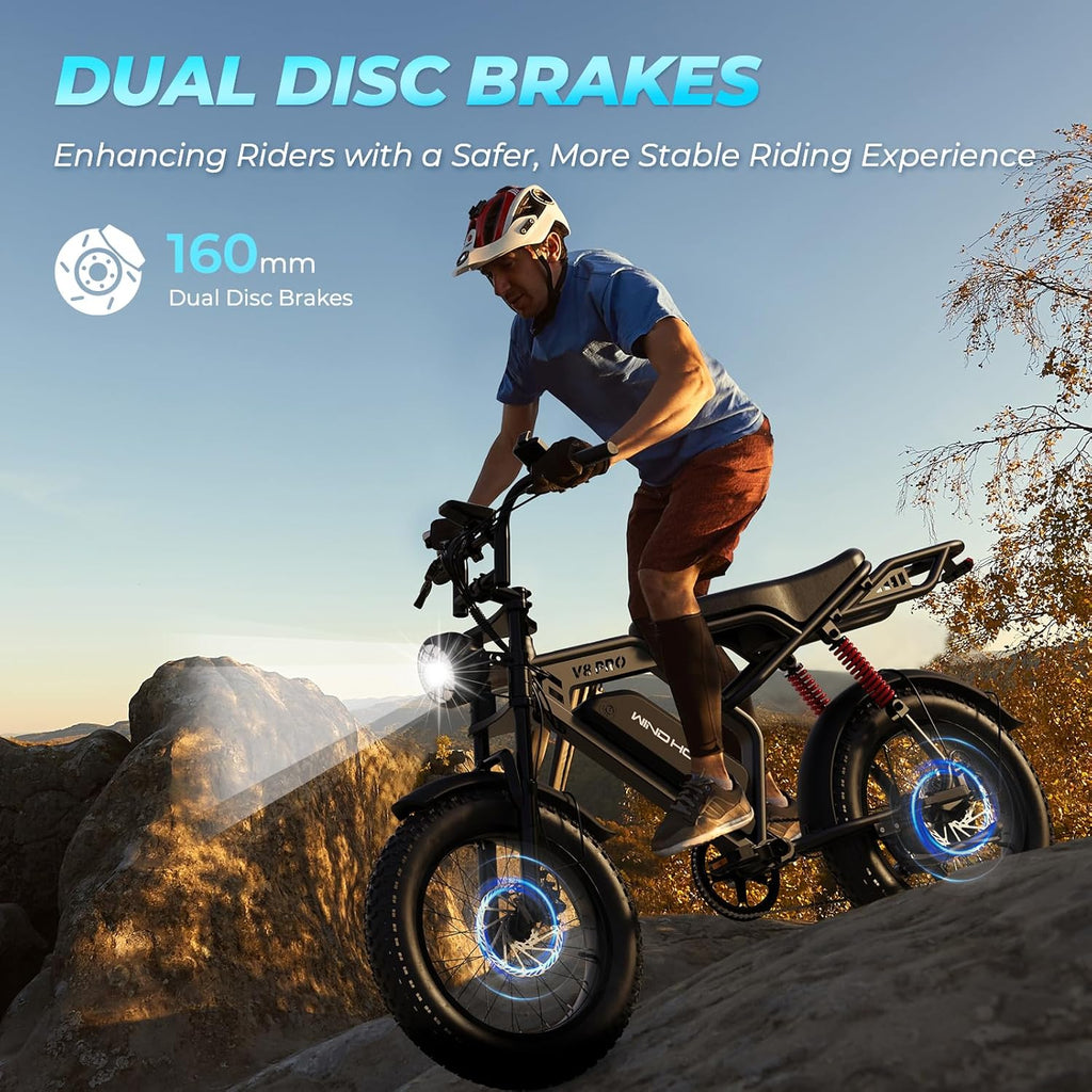 WINDHORSE V8 Pro Electric Bike - 750W Motor - 48V 15.6Ah 748.8Wh Removable Battery - 7-speed drivetrain - Full Suspension