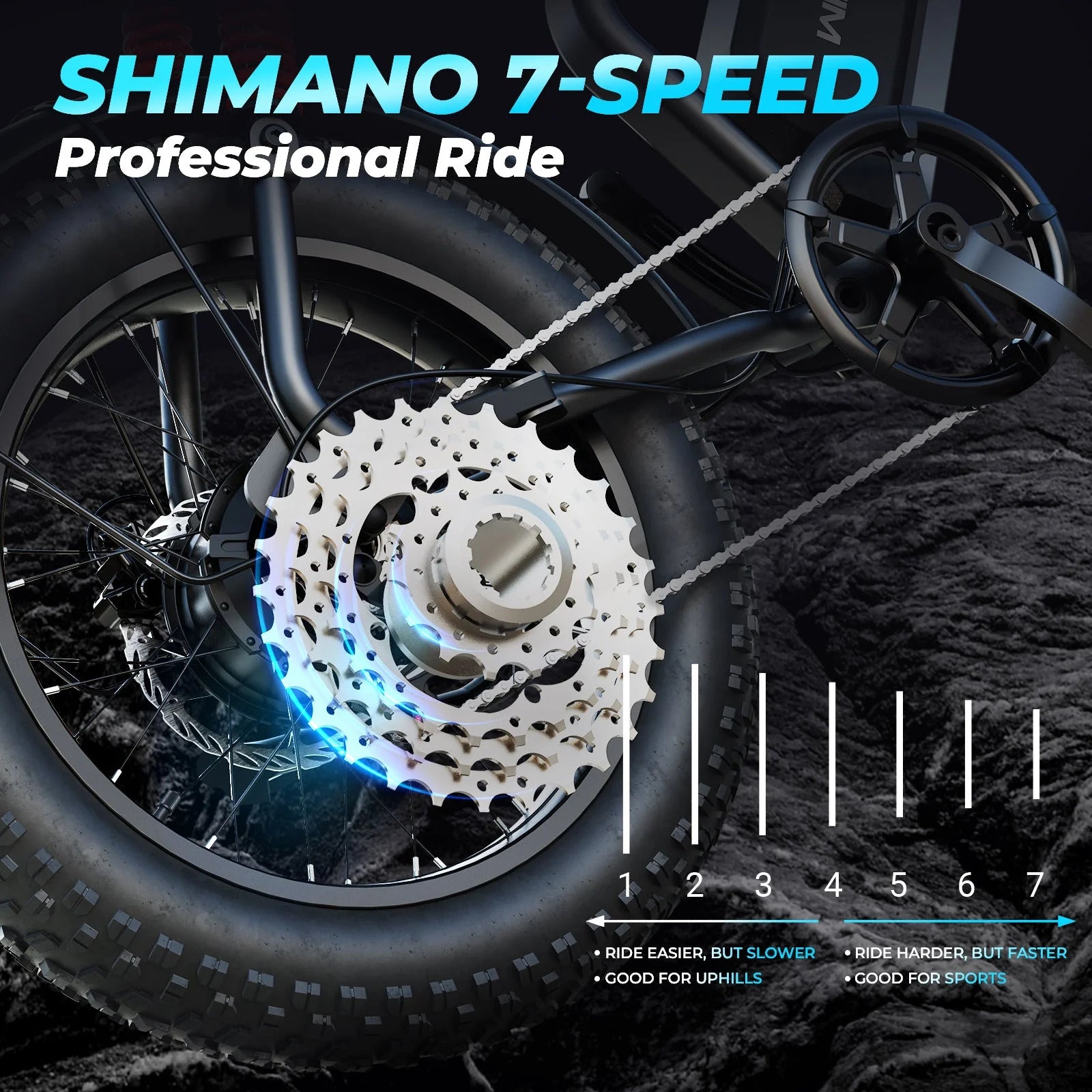 WINDHORSE V8 Pro Electric Bike - 750W Motor - 48V 15.6Ah 748.8Wh Removable Battery - 7-speed drivetrain - Full Suspension