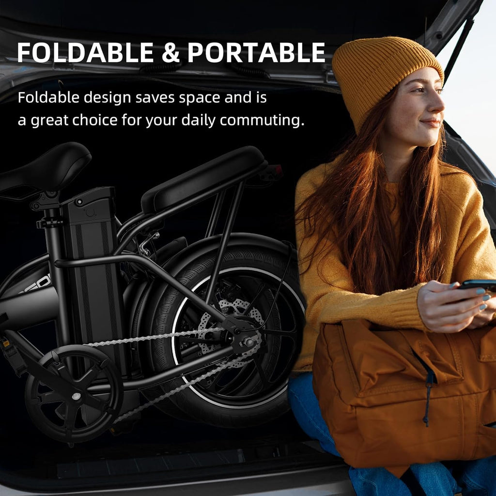 WINDHORSE 16" Folding Electric Bike for Adults, 630W Peak Power, 20MPH, 35-Mile Range, 288Wh Removable Battery with Lock