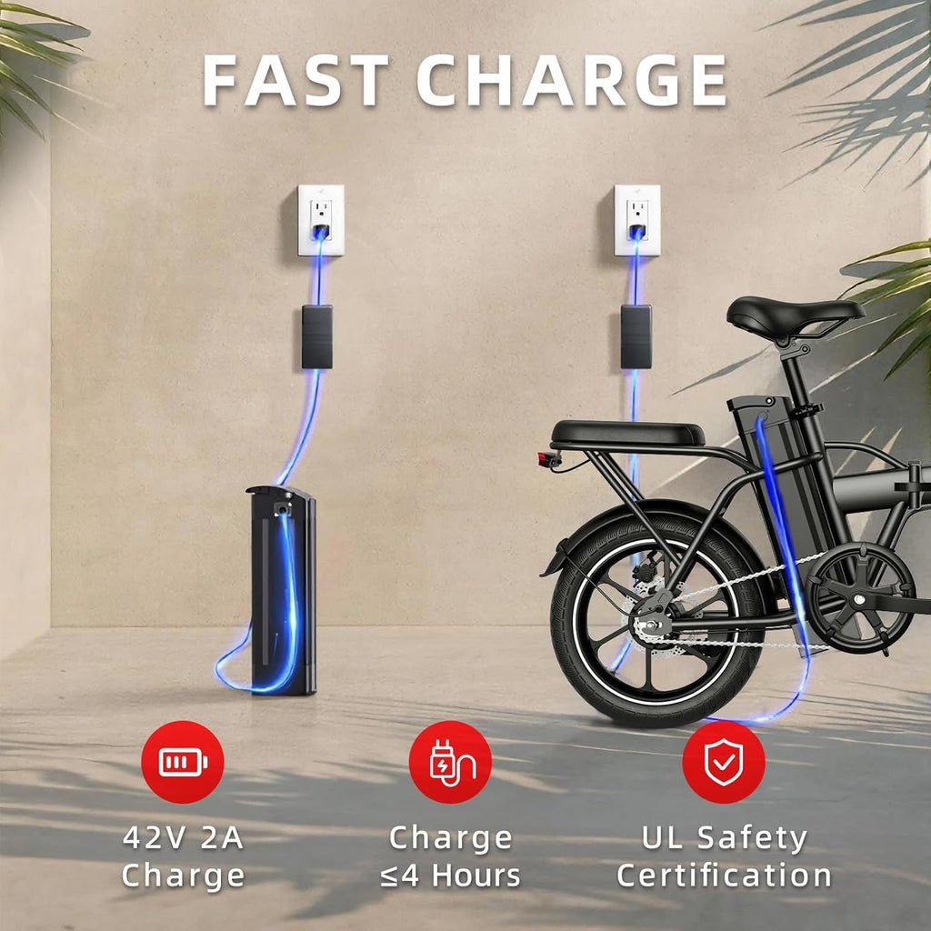 WINDHORSE 16" Folding Electric Bike for Adults, 630W Peak Power, 20MPH, 35-Mile Range, 288Wh Removable Battery with Lock