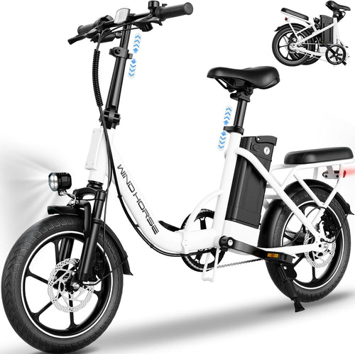 WINDHORSE 16" Folding Electric Bike for Adults, 630W Peak Power, 20MPH, 35-Mile Range, 288Wh Removable Battery with Lock