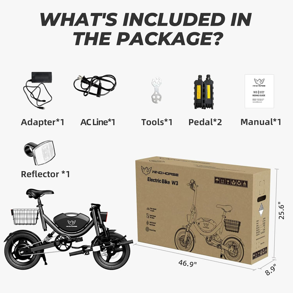 WINDHORSE W3 Electric Bike Lightweight Powerful Commuter with 450W Motor 40-Mile Max Range 18 MPH